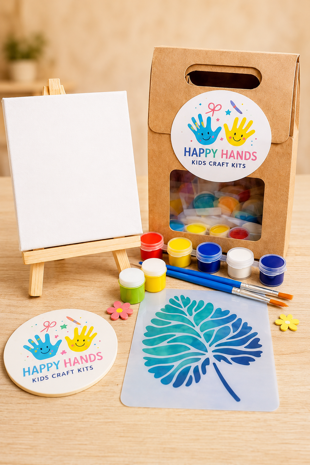 Craft Kit Καμβά με Χρώματα & Στένσιλ.